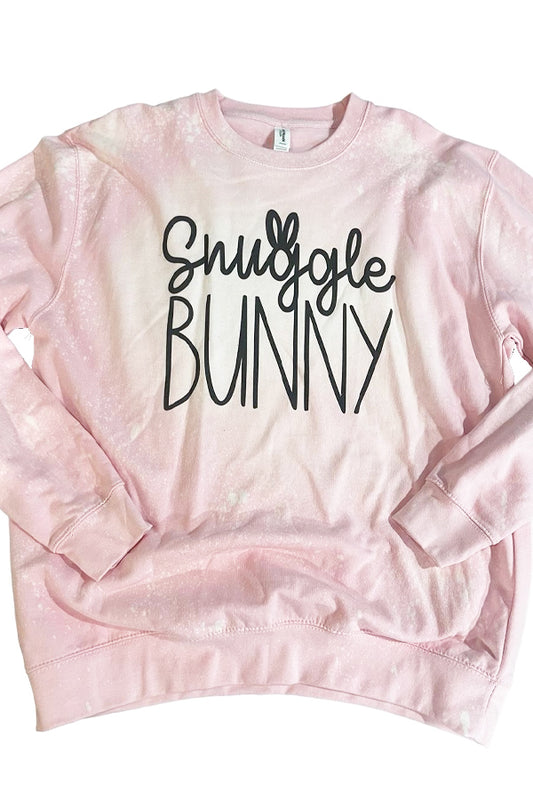 Snuggle Bunny Pink Bleached Sweatshirt