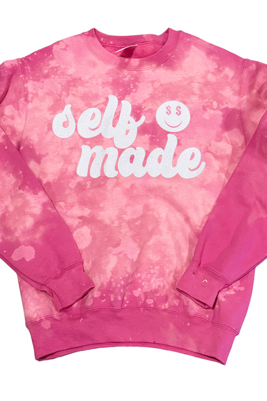Self Made Shown on a gorgeous Sangria galaxy crewneck, we hand treat every shirt so they are all different, really awesome! Ringspun cotton/poly sweatshirt. Unisex relaxed fit. 
