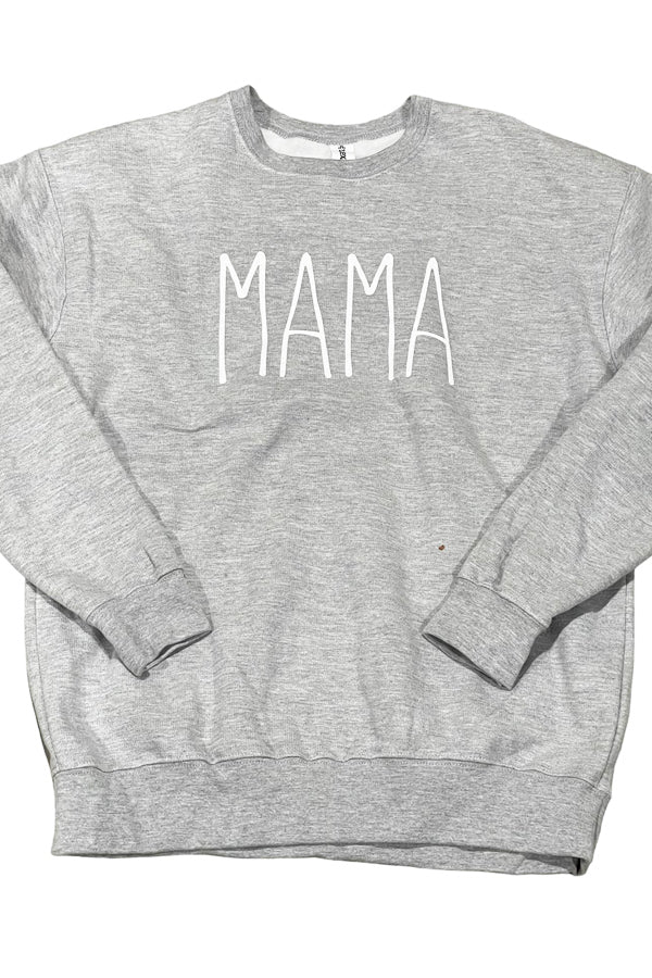 Mama RD Style Shown on a heather gray or ash crewneck, this sweatshirt is super cool for everyday wear. Cotton/poly blend, great with leggings, jeans or wear oversized with shorts. Unisex relaxed fit.