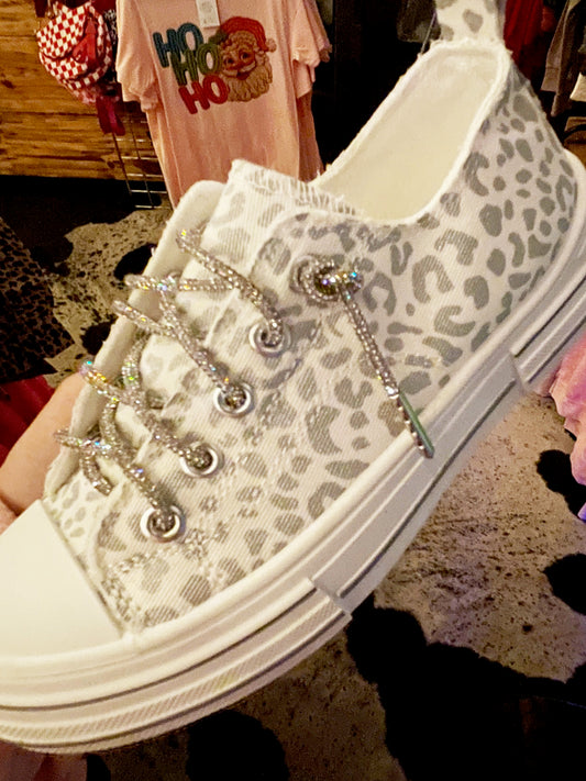 Aman silver leopard sneakers by Very G