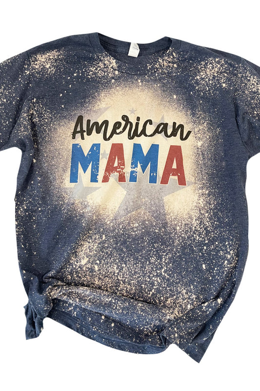 Show your pride in vintage look American Mama tee! Perfectly bleached, washed and dried, and soooo soft. Shown on a Tultex heather navy tee. Unisex relaxed fit. For an oversized fit, size up on this, or stay true to your size for a classic tee and shorts fit.