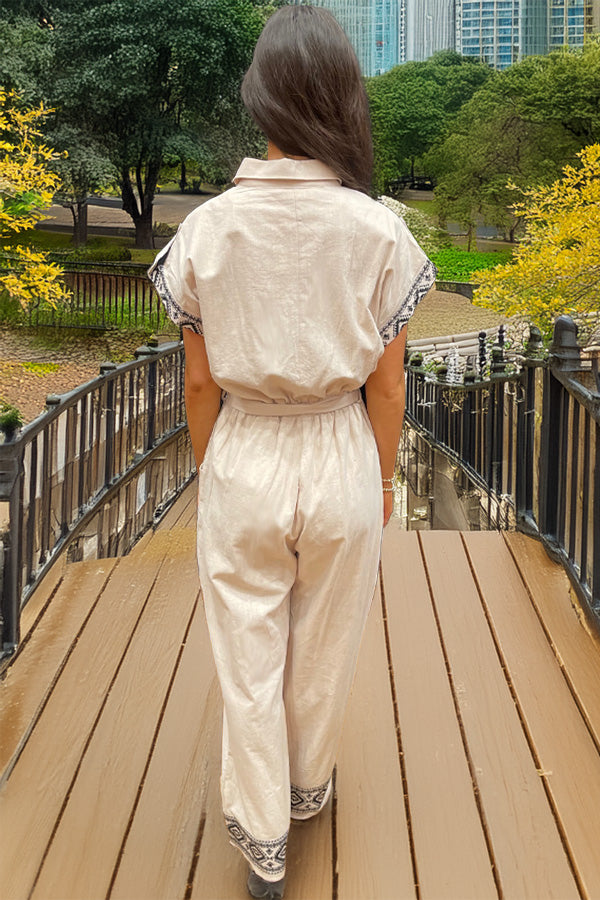 Boho City Cream Pantsuit Jumpsuit