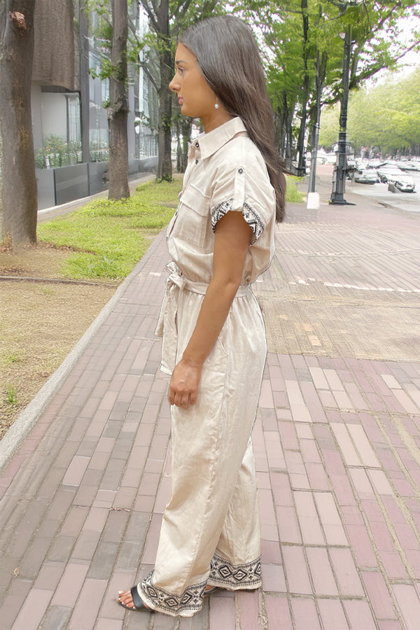 Boho City Cream Pantsuit Jumpsuit