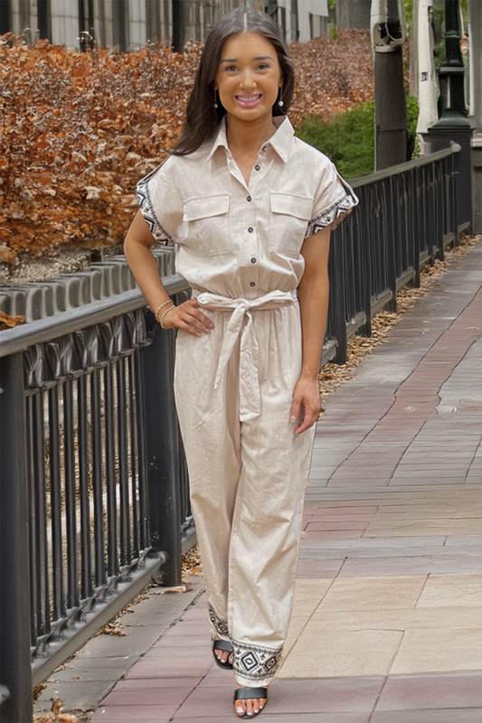 Boho City Cream Pantsuit Jumpsuit