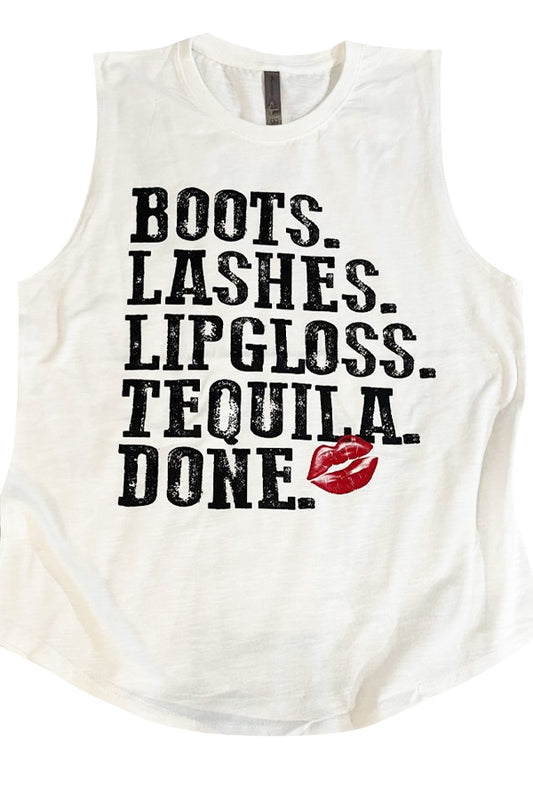 Boots Lashes Tequila Tank