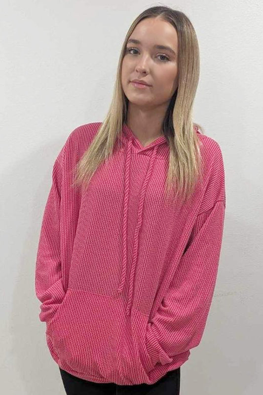 Soft Stretchy Corded Lounge Hoodie Pink
