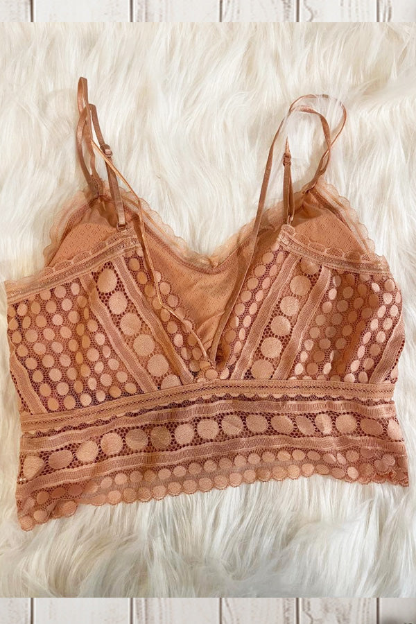 JadyK Emmy Brick Gorgeous styling and padded cups make this a must-have for all your fashion apparel that needs a little extra coverage. Wear alone or under anything, this beautiful bralette will make you feel and look fabulous. See sizing chart to help know what you need.