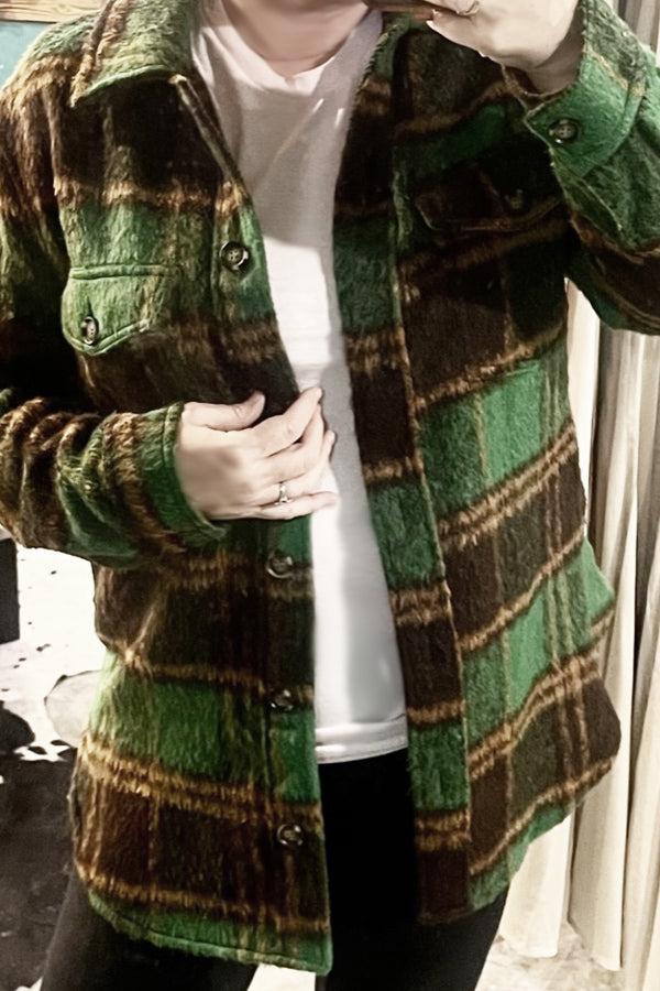 Green Plaid Heavy Shacket