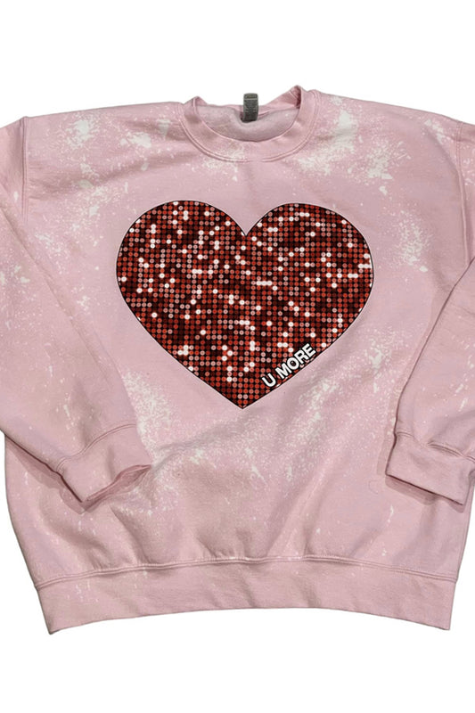 Heart Faux Sequin Love U More Sweatshirt