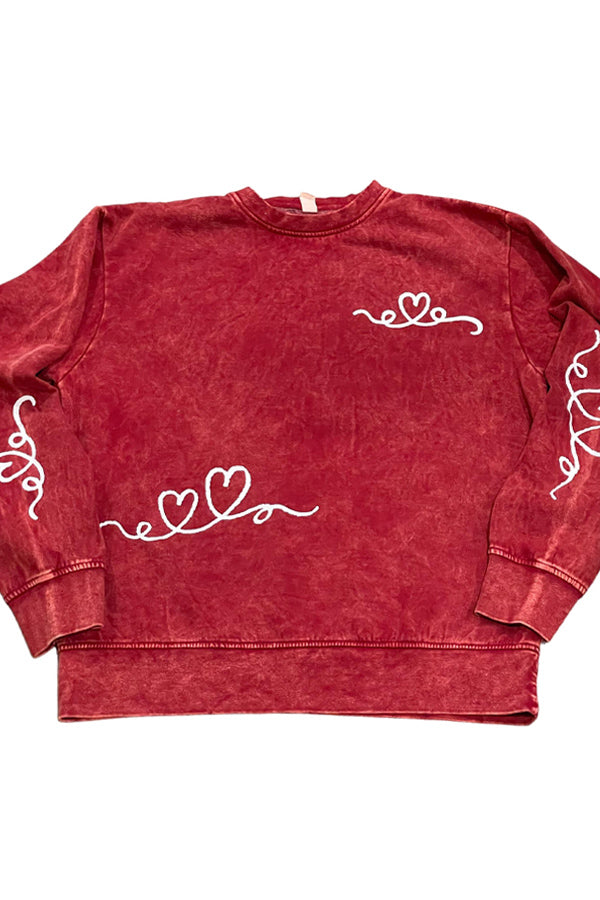 Heart Squiggles Mineral Wash Sweatshirt