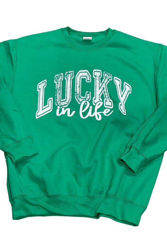 Lucky In Life Green Sweatshirt