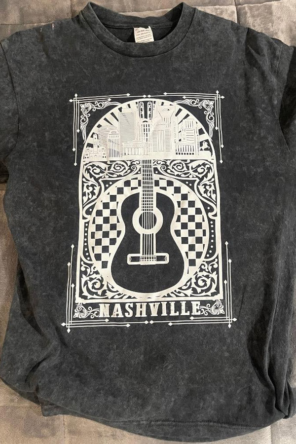Nashville City Guitar Mineral Wash Tee