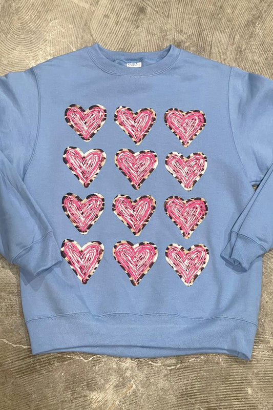 Scribble Hearts Crewneck Sweatshirt