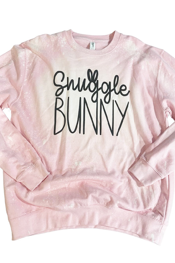 Snuggle Bunny Pink Bleached Sweatshirt