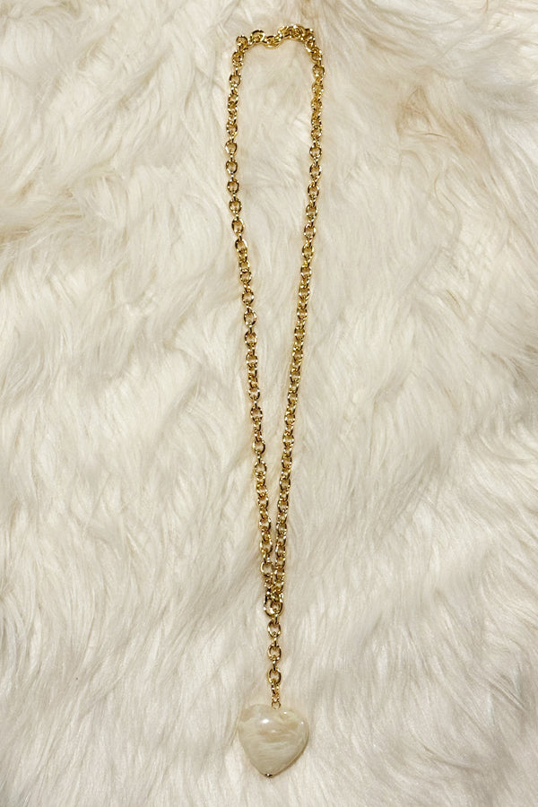 Natural Stone Heart 42" Chain Necklace
