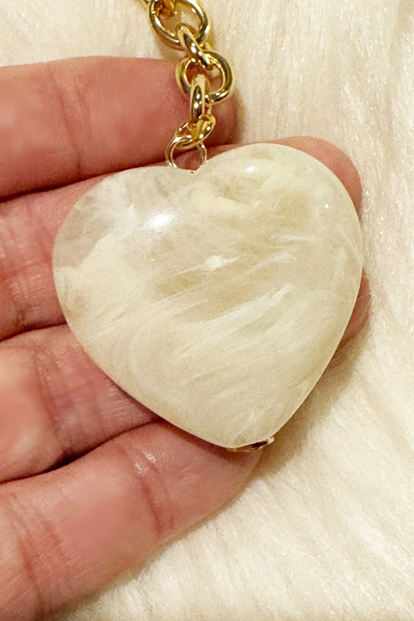 Natural Stone Heart 42" Chain Necklace