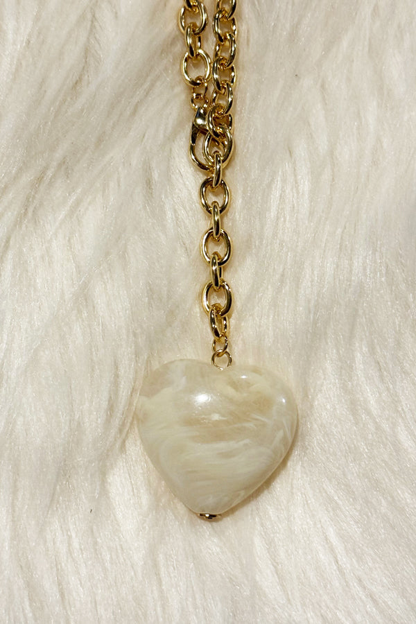 Natural Stone Heart 42" Chain Necklace