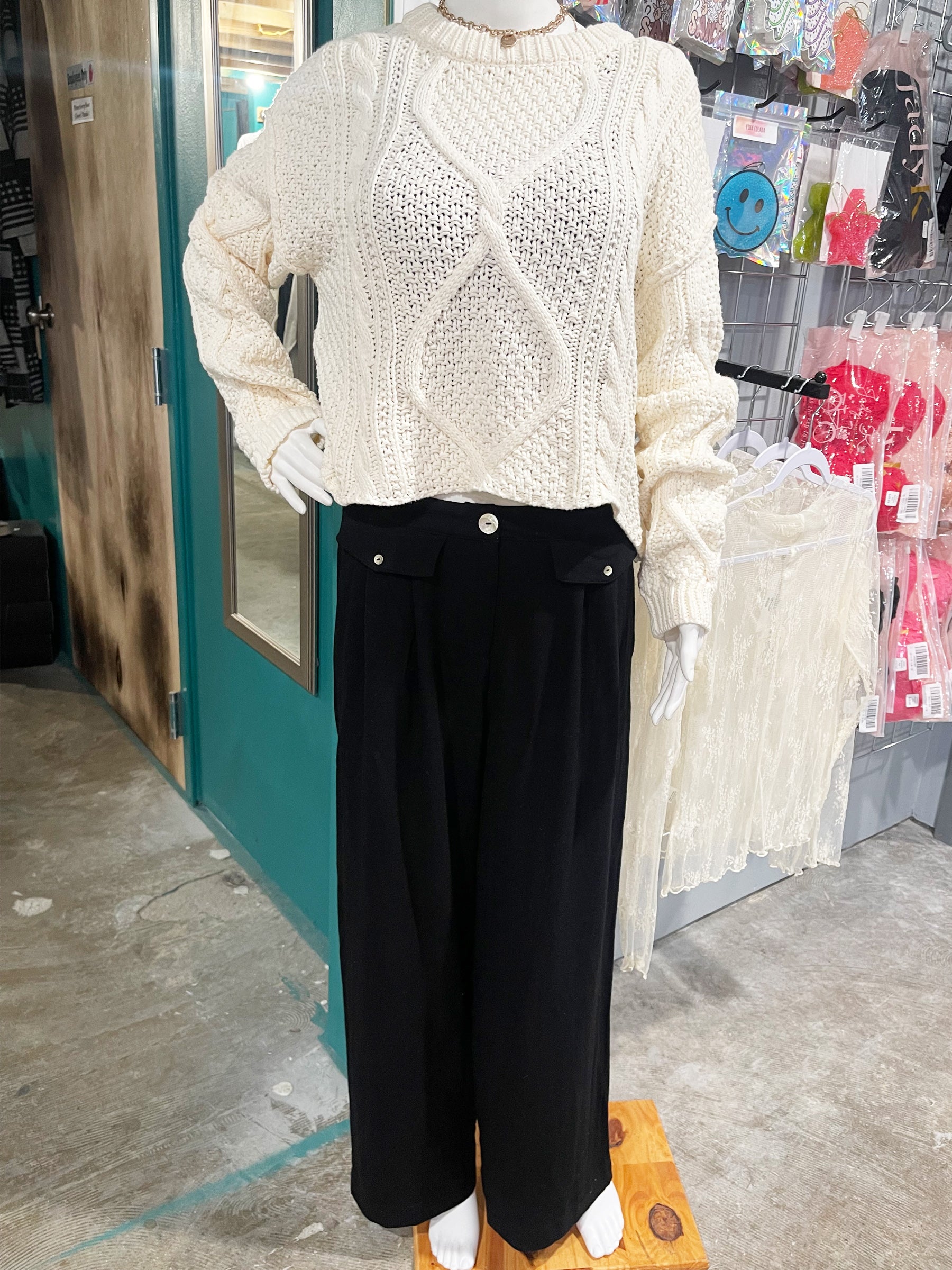 Classic is the new fabulous with these perfect black linen look slacks by Kori. So comfy and soft with an elastic back waisband, and roomy wide legs that hang perfectly for a flattering fit. Front flap pockets, button closure. Dress up or down, these are office perfect to date night chic. 100% Rayon.