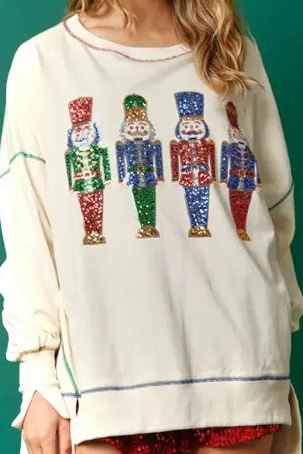 Christmas Embroidered 4 Nutcrackers Top