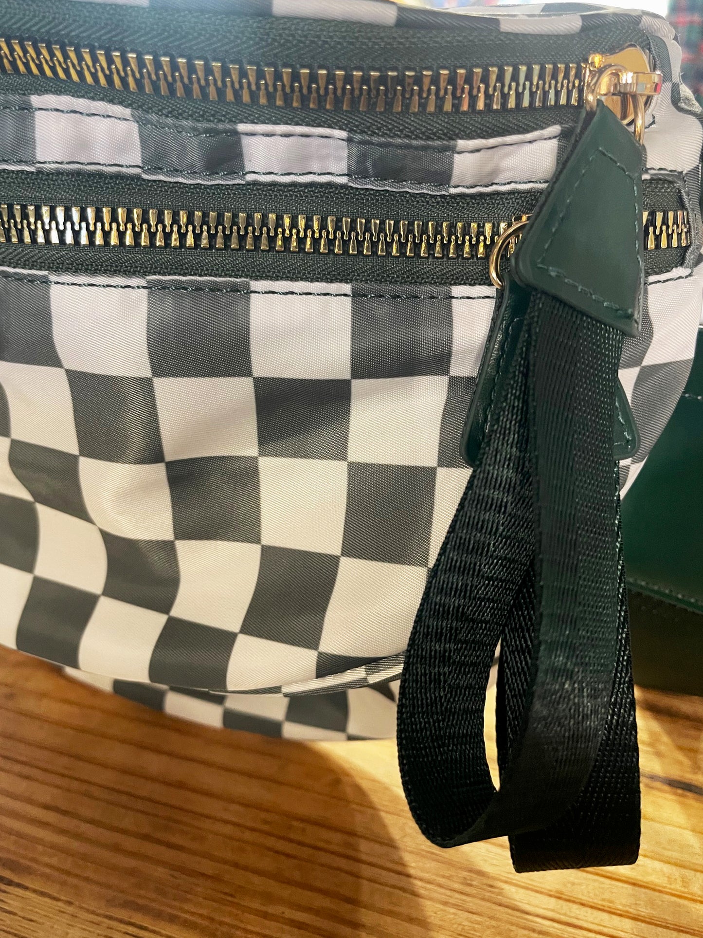 Dark Green and White Checkered Bum Bag