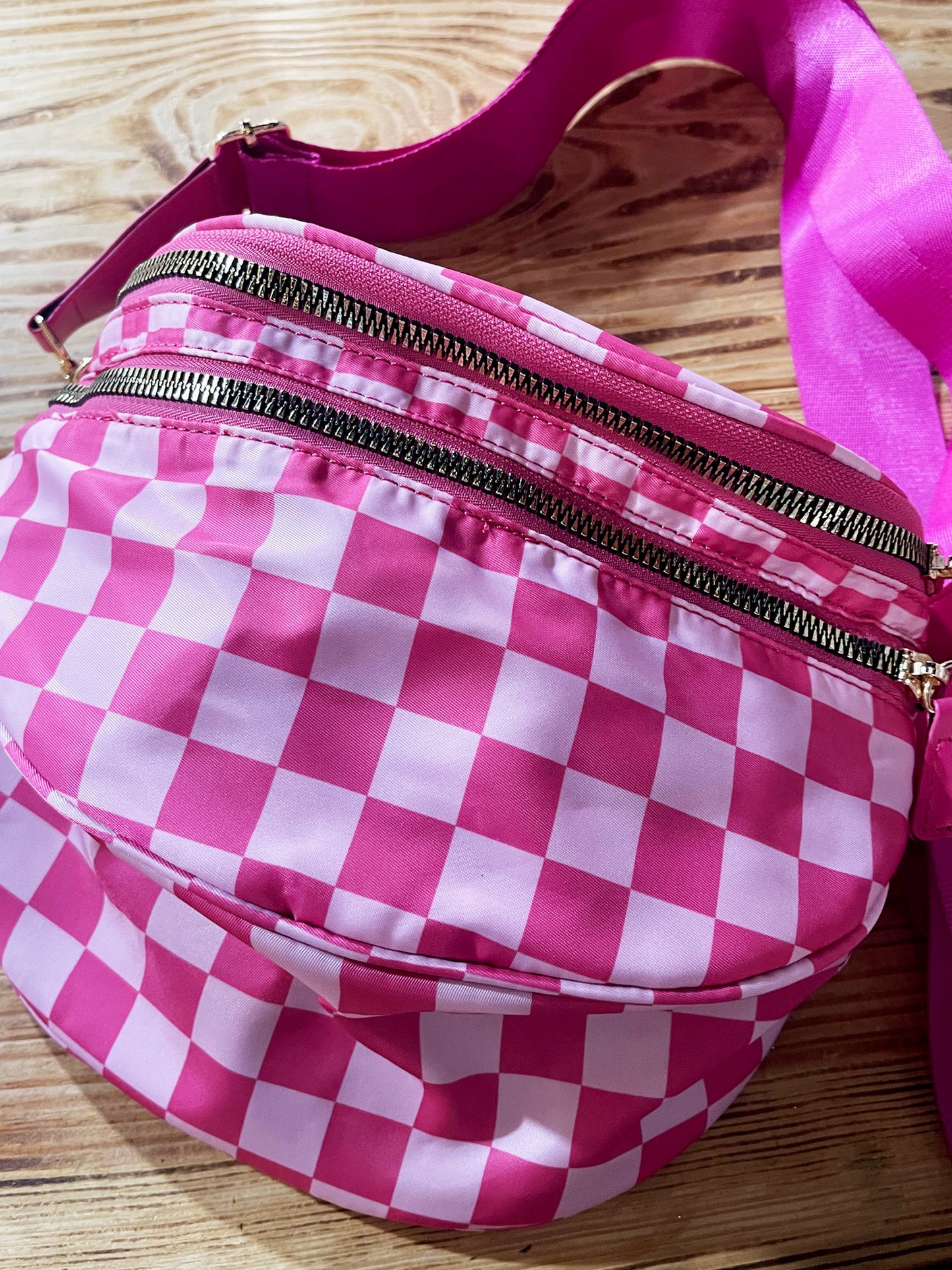 Pink Checkered Bum Bag
