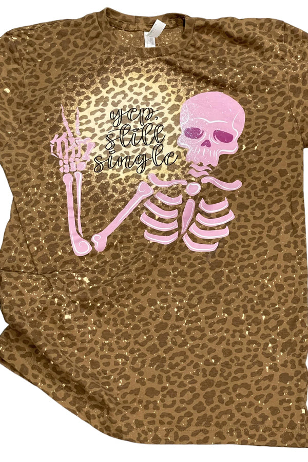 Still Single Skeleton Bleached Leopard Tee