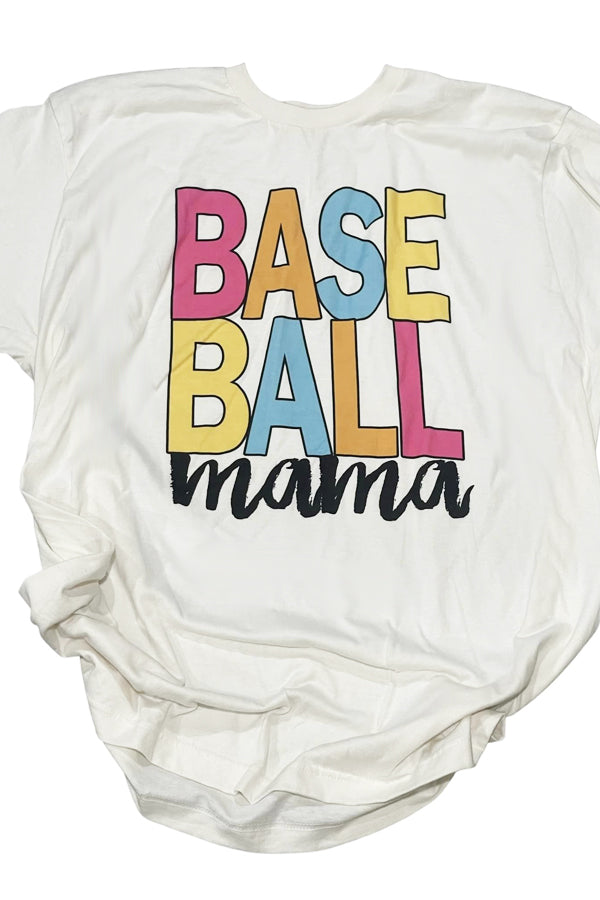 Love this Baseball Mama Colors tee. Shown on natural, DTG printed. 100% Ringspun soft tee. Unisex relaxed fit.
