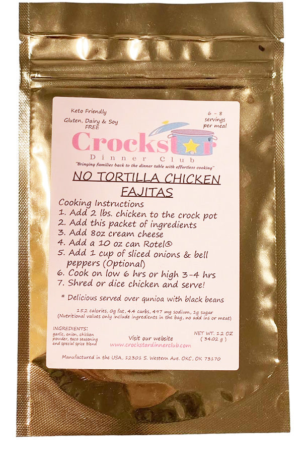 CROCKSTAR® Dinner Club No Tortilla Chicken Fajita Meal Prep Mix