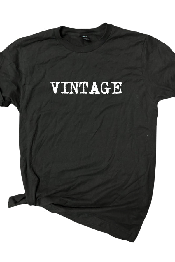 Vintage Shown on black, a classic anyday. 100% ringspun cotton soft tee. Unisex relaxed fit. 